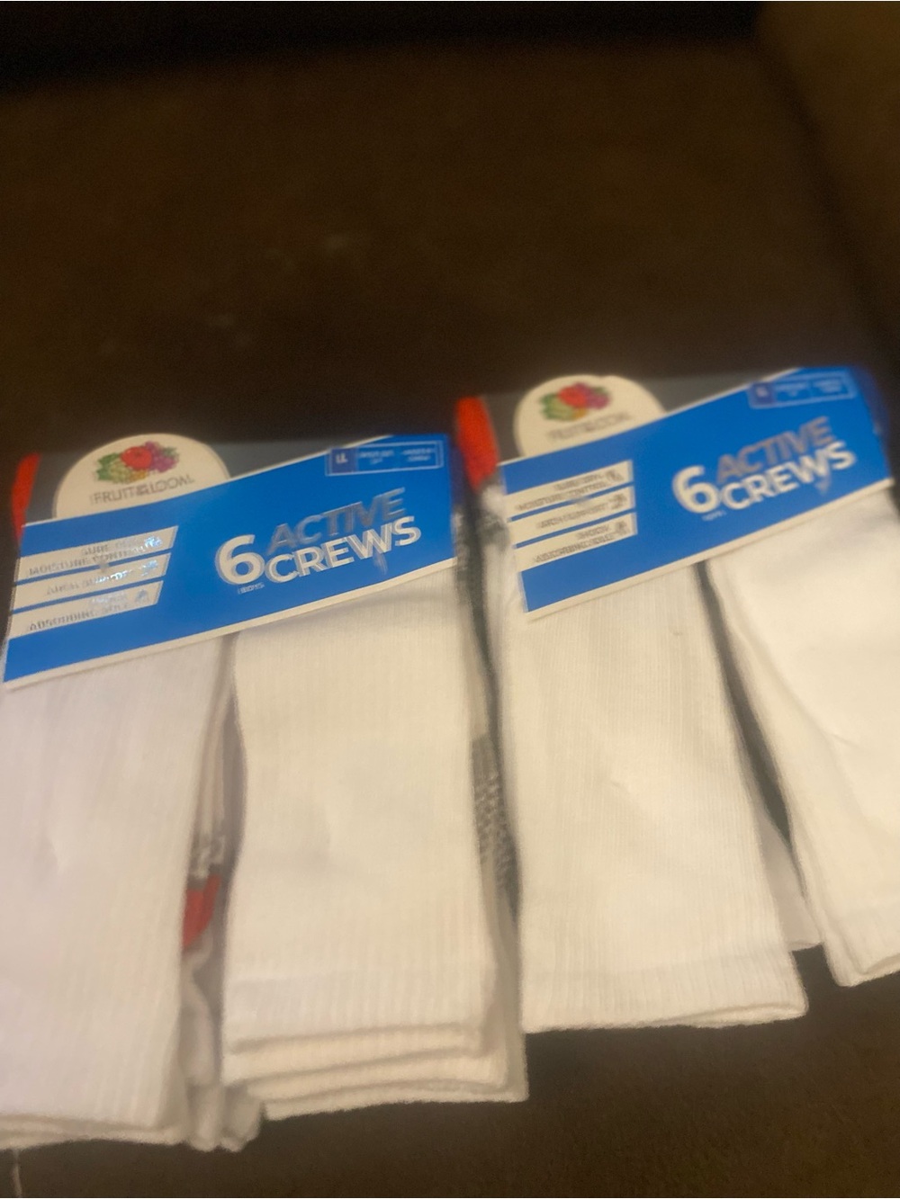 Fruit of the Loom White Active Crew Socks - 6 Pack x 2 Total 12 pair boys Sz L